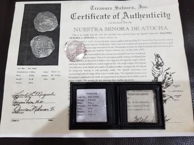 Atocha 8 Reales 1622 "Mel Fisher COA" Grade 1 Pirate Gold Coins Shipwreck 3