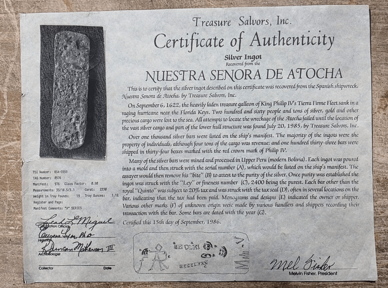 19lb Factor .8 "Atocha 1622 Shipwreck" Silver Bar 4