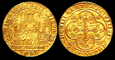 BELGIUM  1346-84  LOUIS de MALE CHAISE d'Or   ~ PCGS 62 ~ 6