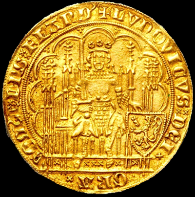 BELGIUM  1346-84  LOUIS de MALE CHAISE d'Or   ~ PCGS 62 ~ 4