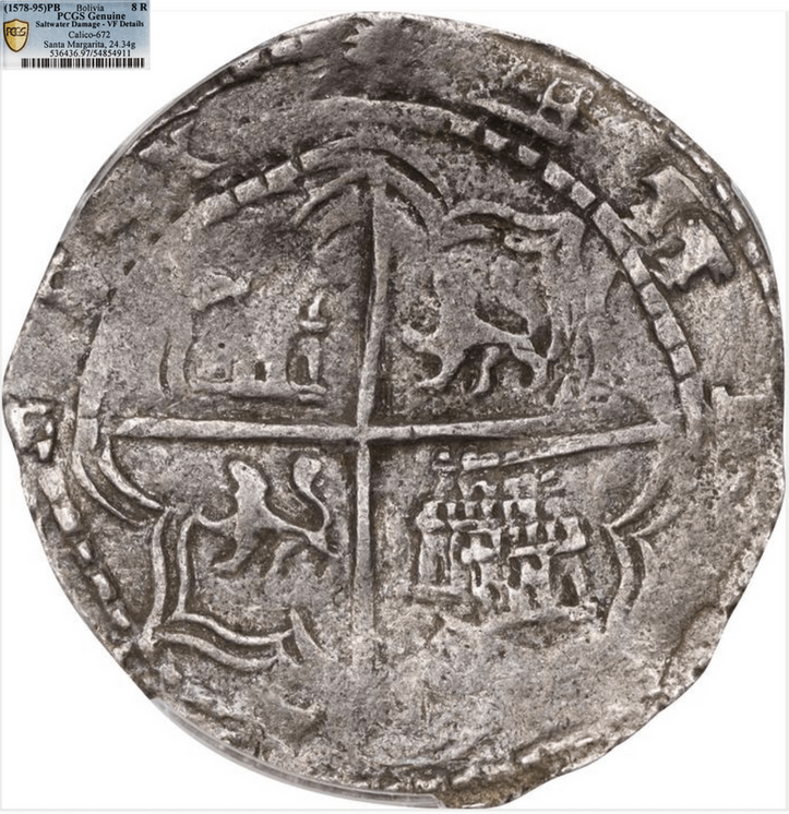Bolivia 8 Reales 1578-96 "Santa Margarita 1622 Shipwreck" PCGS VF