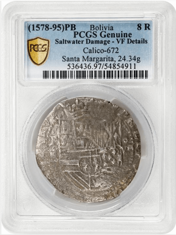 Bolivia 8 Reales 1578-96 "Santa Margarita 1622 Shipwreck" PCGS VF 3