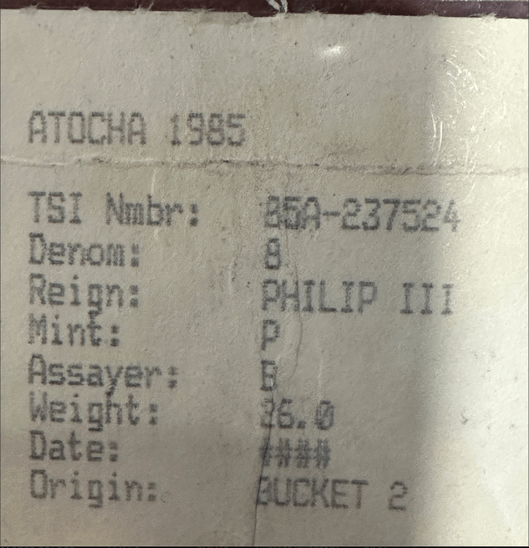 Bolivia 8 Reales 1598-1603 "Atocha Research Collection" PCGS VF 13