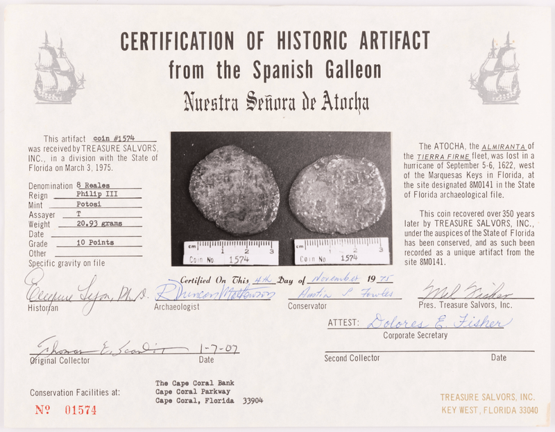 Bolivia 8 Reales 1598-1621 "Hand sig. 1975 - Atocha Shipwreck" NGC Genuine 4