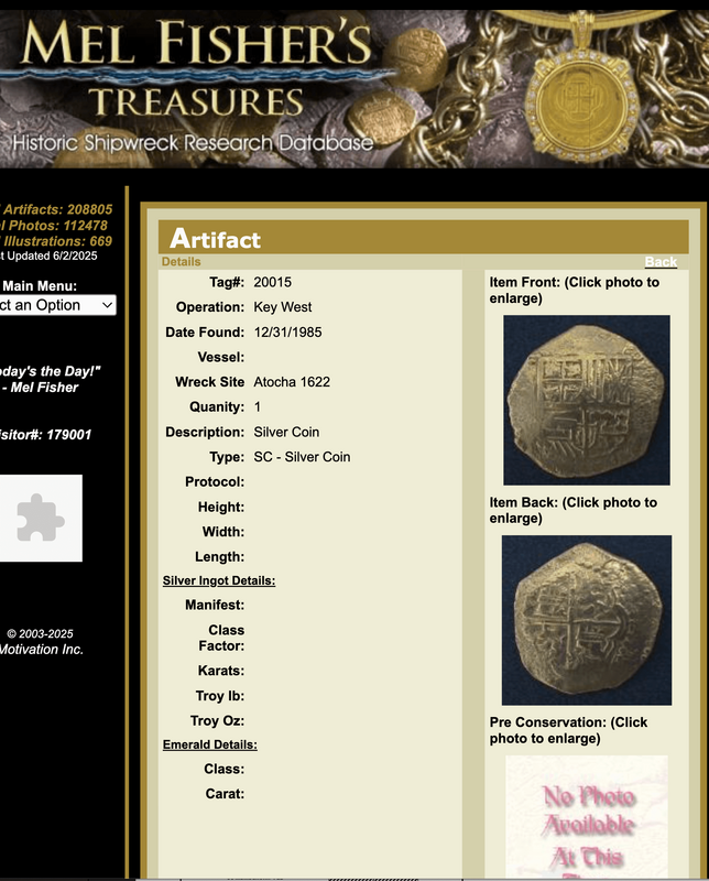 Bolivia 8 Reales 1598-1621 "Atocha 1622 Shipwreck" PCGS VF 2