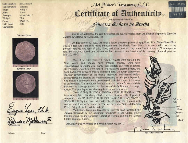 Bolivia 8 Reales 1617 "Atocha Research Collection" PCGS VF 3