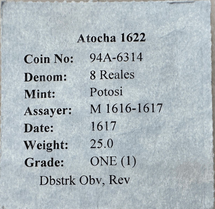 Bolivia 8 Reales (8) Digit Date 16171617 "Atocha 1622 Shipwreck" PCGS VF 15