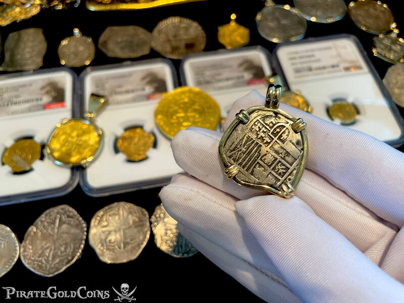 Mexico 4 Reales 1630 "Philip IV" 14kt Bezel 7