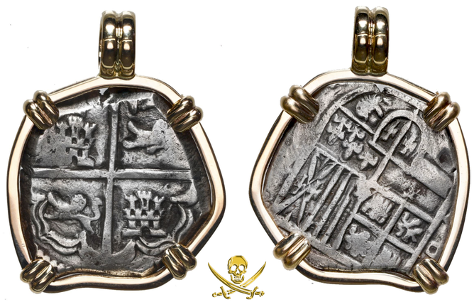 Mexico 4 Reales 1630 "Philip IV" 14kt Bezel
