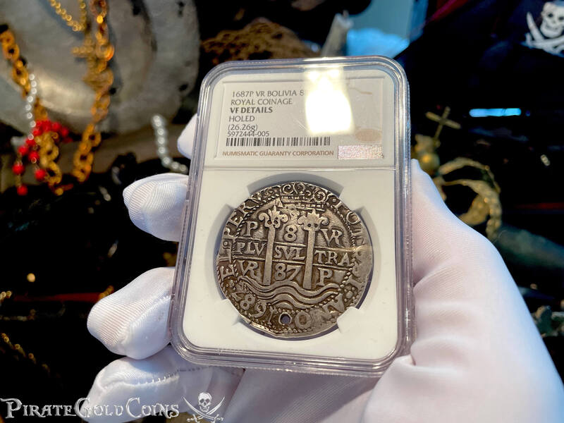 Bolivia 8 Reales 1684 "Royal Coinage- Triple Dated" NGC VF 4