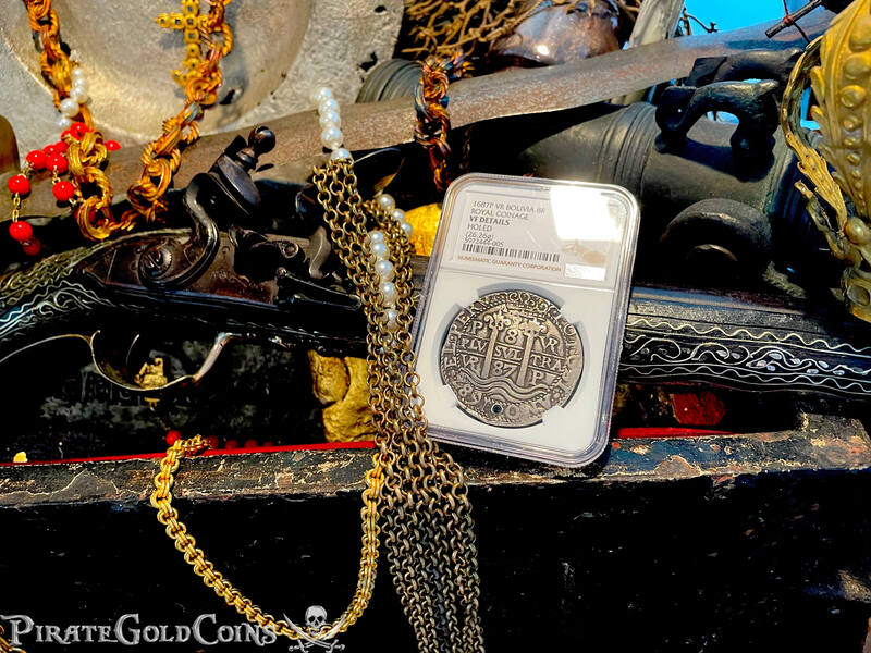 Bolivia 8 Reales 1684 "Royal Coinage- Triple Dated" NGC VF 14