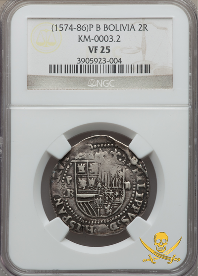 Bolivia  2 Reales  1574-86  "First Year Issue for Mint!"  NGC 25 4