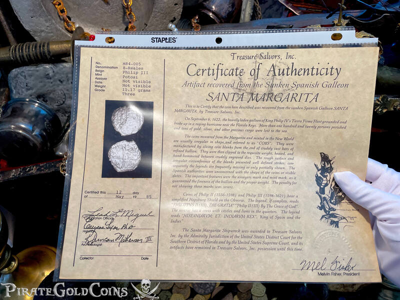 *Single Digit COA* Bolivia 8 Reales "Santa Margarita 1622 Shipwreck" Grade 3 7