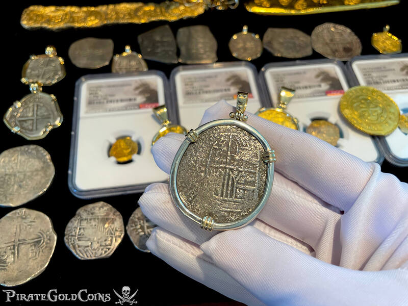 Bolivia 8 Reales 1598-1621 "Atocha 1622 Shipwreck" 14kt Prongs & Bail 11