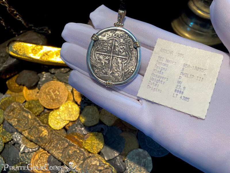 Bolivia 8 Reales 1598-1621 "Atocha 1622 Shipwreck" 14kt Prongs & Bail 12