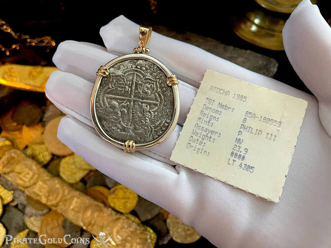 Bolivia 8 Reales 1598-1621 "Atocha 1622 Shipwreck" 14kt Prongs & Bail