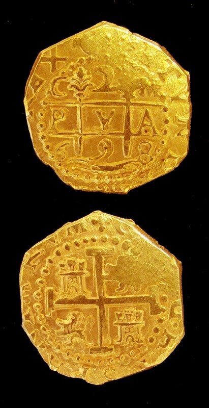 Peru 2 Escudos 1698 Cuzco "1715 Plate Fleet Shipwreck" FOUND IN CANNON 4