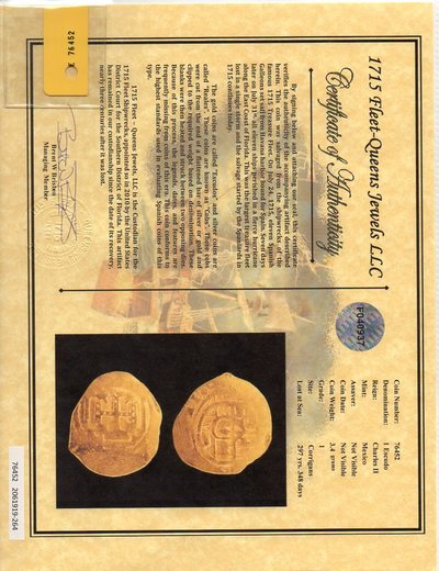 Mexico  1 Escudo  1690 "Jewel Cross 1715 Plate Fleet- 300th Anniversary Find"  NGC 55 9