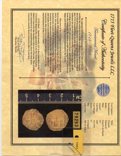 Colombia 2 Escudos "1715 Plate Fleet Shipwreck" 1693 Full 4 Digit Date! Only 1 Known  NGC 62 Mint State! - 300th Anniversary Find 10