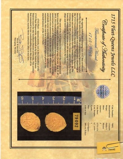 Mexico 2 Escudos 1711-13 "1715 Plate Fleet Shiowreck - 300th Anniversary" NGC 63 13