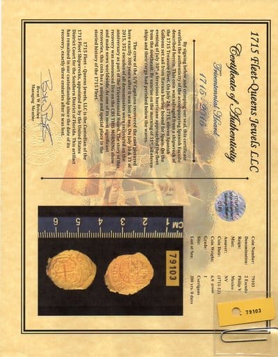 Mexico 2 Escudos 1711-13  "1715 Plate Fleet Shipwreck - 300th Anniversary Find"  NGC  63 13