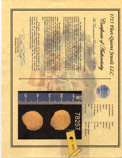 Mexico 1 Escudo 1714 "1715 Plate Fleet Shipwreck- 300th Anniversary Find" NGC 63 Gold Doubloon Queen's Dowery! 8