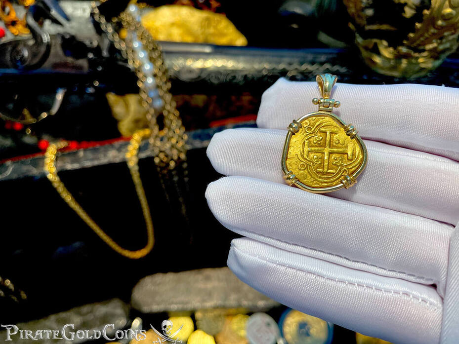 Colombia 2 Escudos 1621-1665 "Philip IV" 18kt Bezel