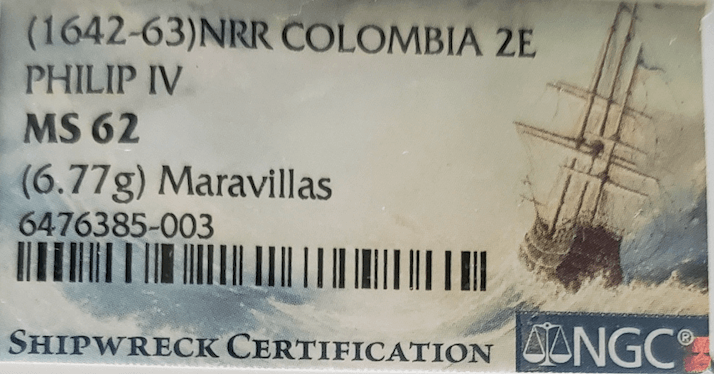 Colombia 2 Escudos 1642-63 "1715 Fleet Shipwreck" NGC 62 3