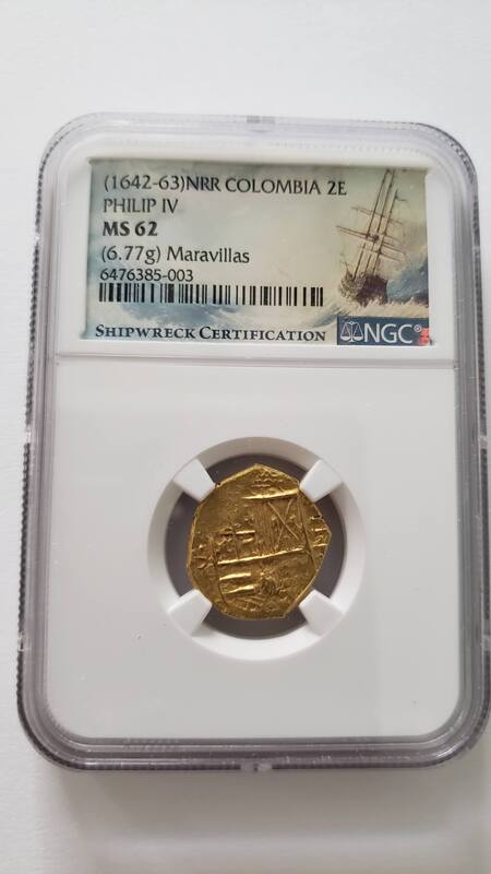 Colombia 2 Escudos 1642-63 "1715 Fleet Shipwreck" NGC 62 7