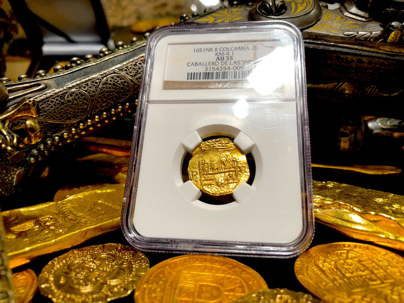 Colombia  2 Escudos 1651  "DATED"  NGC 55 2