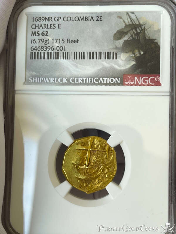 Colombia 2 Escudos 1689 "Dated! 1715 Fleet Shipwreck" NGC 62 15