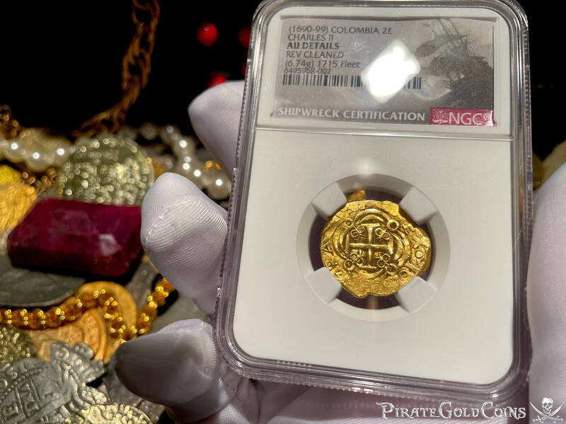 Colombia 2 Escudos 16xx "Dated- 1715 Fleet Shipwreck" NGC AU 4