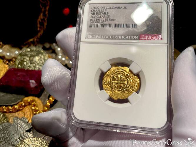 1621-94 | Colombia 2 Escudos | Pirate Gold Coins 28