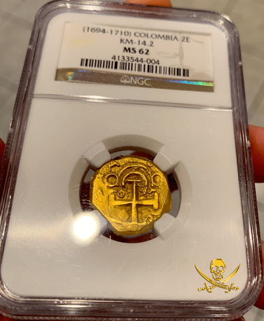 Colombia 2 Escudos 1694-1710 "1715 Fleet Shipwreck" NGC 62