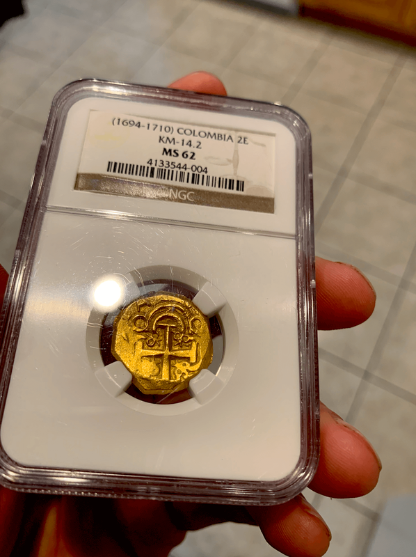 Colombia 2 Escudos 1694-1710 "1715 Fleet Shipwreck" NGC 62 3