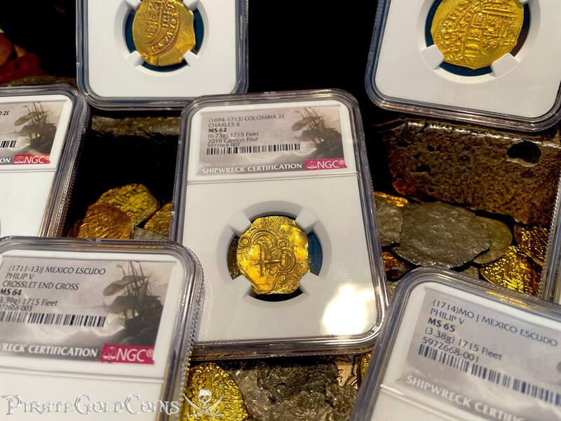Colombia 2 Escudos 1694-1713 "Cannon Find! From the 1715 Fleet Shipwreck" NGC 62 3