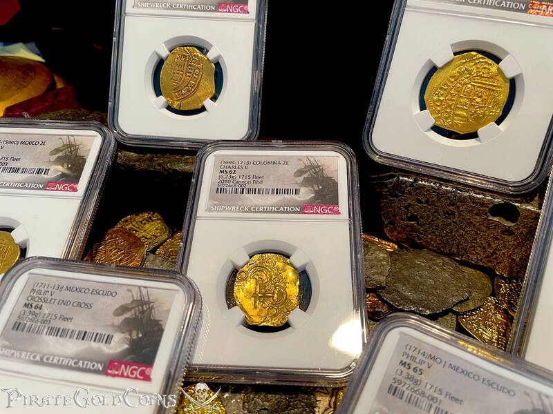Colombia 2 Escudos 1694-1713 "Cannon Find! From the 1715 Fleet Shipwreck" NGC 62 5