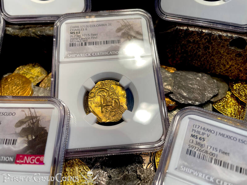 Colombia 2 Escudos 1694-1713 "Cannon Find! From the 1715 Fleet Shipwreck" NGC 62 6