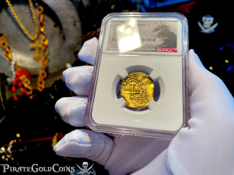 Colombia 2 Escudos 1694-1713 "Cannon Find! From the 1715 Fleet Shipwreck" NGC 62 11