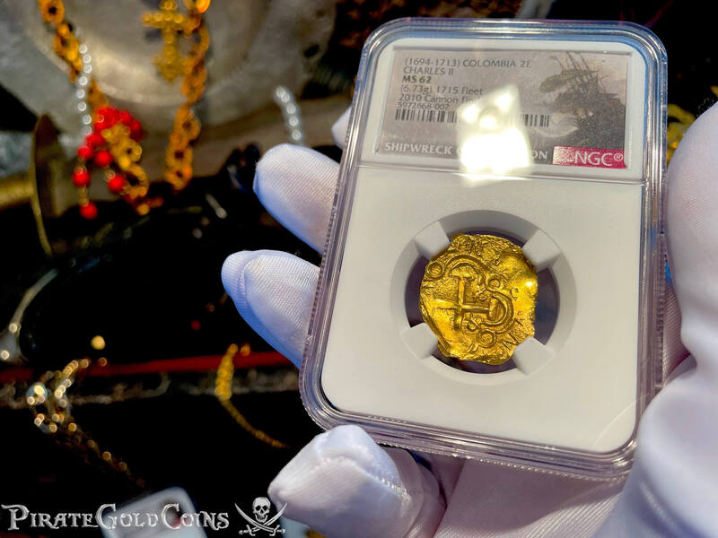 Colombia 2 Escudos 1694-1713 "Cannon Find! From the 1715 Fleet Shipwreck" NGC 62 20
