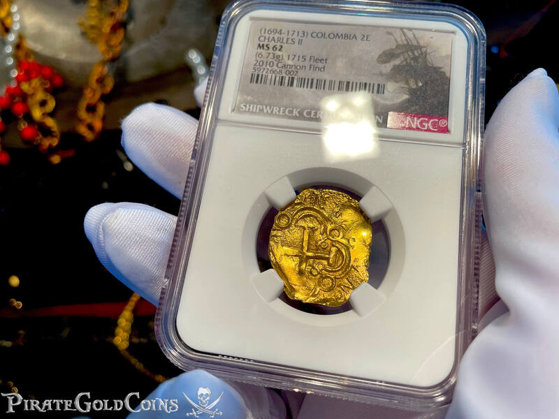 Colombia 2 Escudos 1694-1713 "Cannon Find! From the 1715 Fleet Shipwreck" NGC 62 2