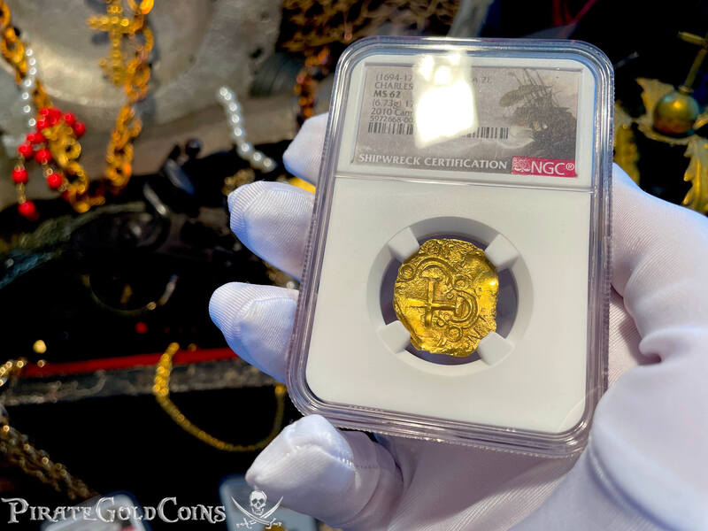 Colombia 2 Escudos 1694-1713 "Cannon Find! From the 1715 Fleet Shipwreck" NGC 62 26