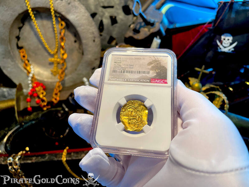 Colombia 2 Escudos 1694-1713 "Cannon Find! From the 1715 Fleet Shipwreck" NGC 62 27