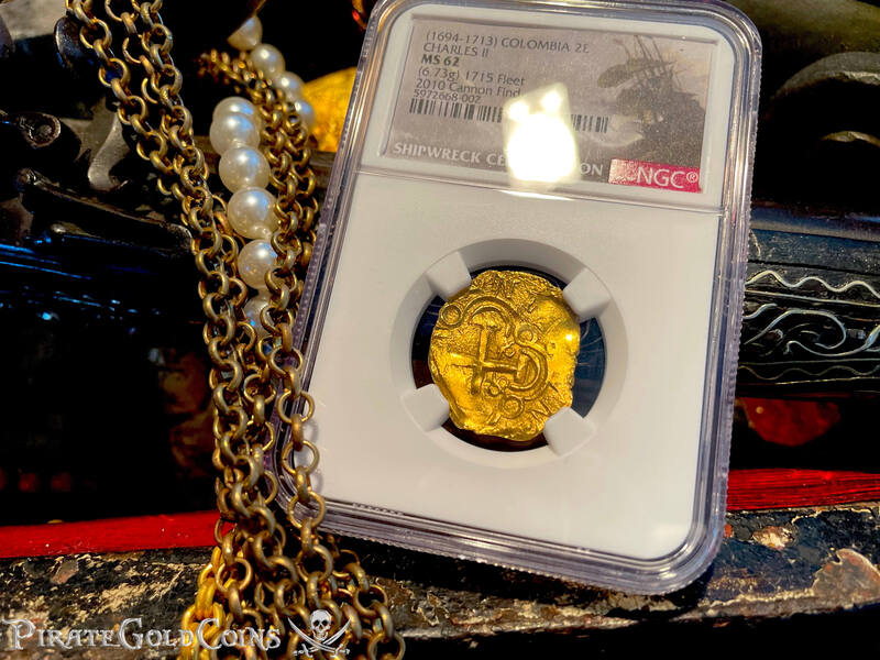Colombia 2 Escudos 1694-1713 "Cannon Find! From the 1715 Fleet Shipwreck" NGC 62 29