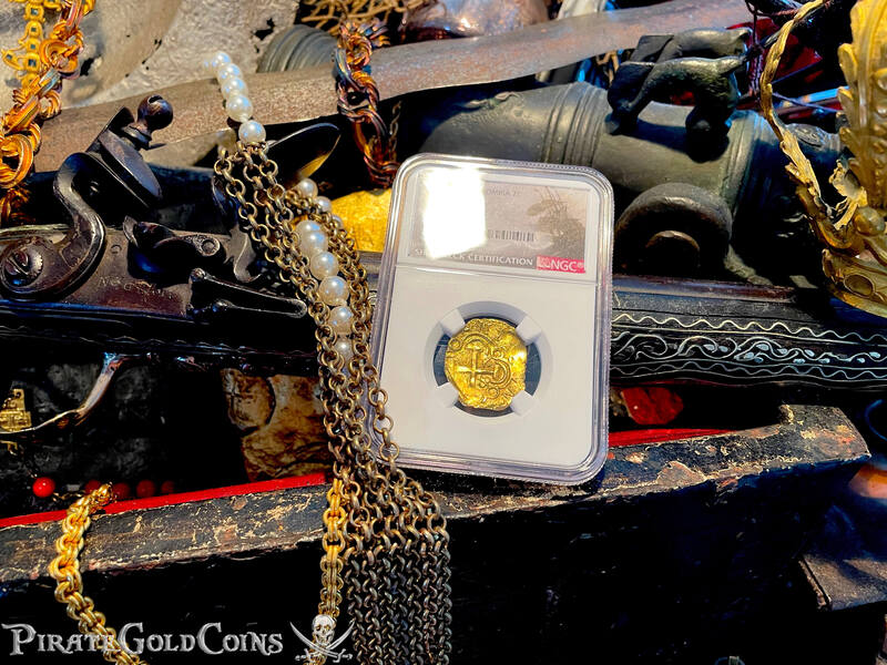 Colombia 2 Escudos 1694-1713 "Cannon Find! From the 1715 Fleet Shipwreck" NGC 62 34