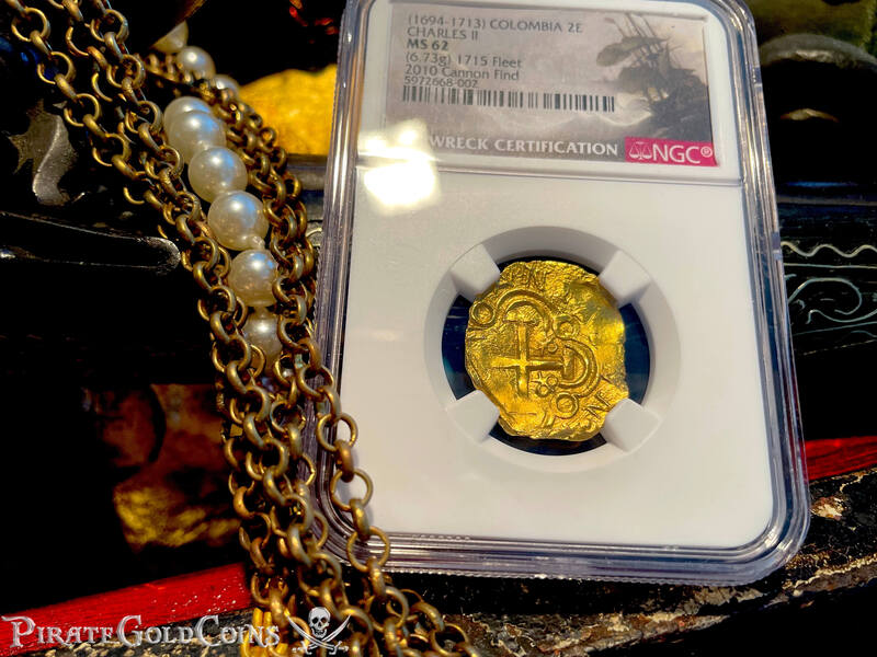 Colombia 2 Escudos 1694-1713 "Cannon Find! From the 1715 Fleet Shipwreck" NGC 62 36
