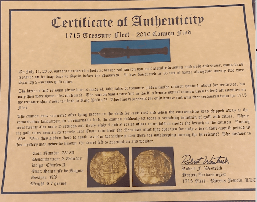Colombia 2 Escudos 1694-1713 "Cannon Find! From the 1715 Fleet Shipwreck" NGC 62 10