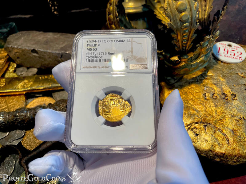 Colombia 2 Escudos 1694-1713 "1715 Fleet Shipwreck" NGC 63 4