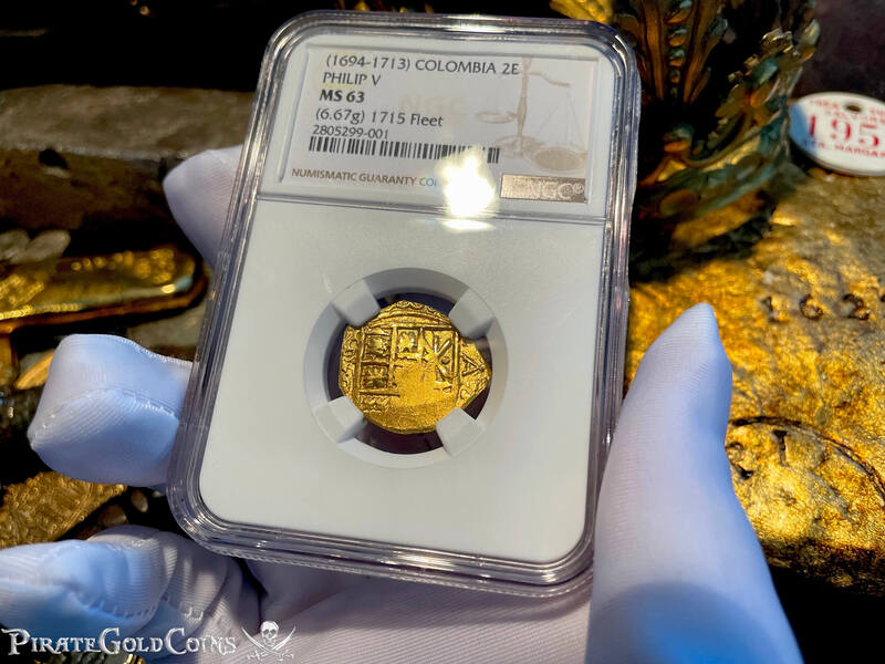 Colombia 2 Escudos 1694-1713 "1715 Fleet Shipwreck" NGC 63 5