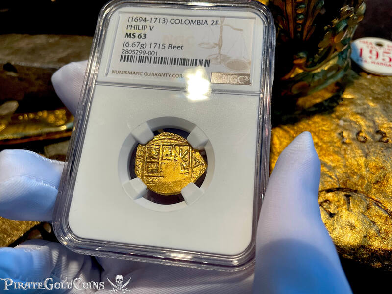 Colombia 2 Escudos 1694-1713 "1715 Fleet Shipwreck" NGC 63
